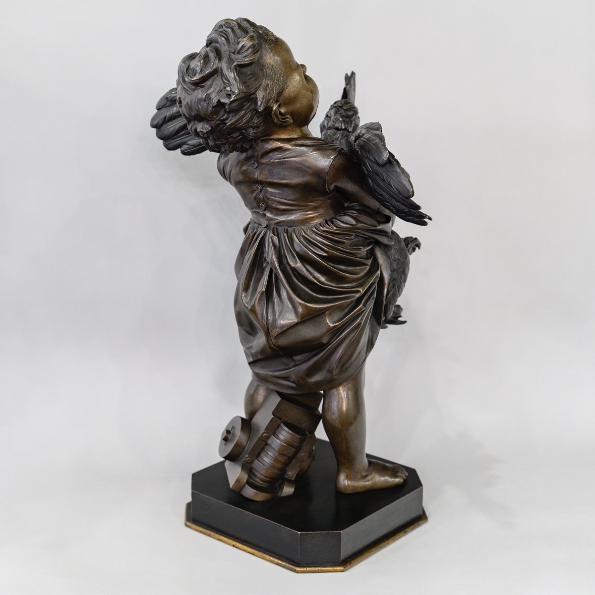 Sculpture - L ' Enfant Au Coq , Adriano CECIONI (1838-1886) - Bronze-photo-2