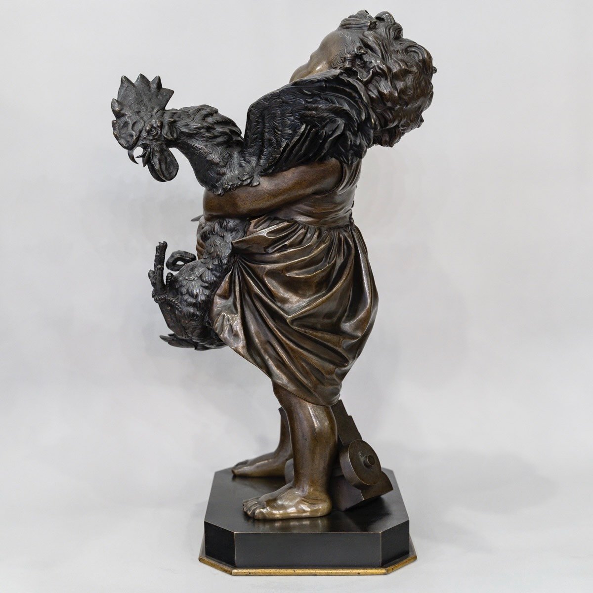 Sculpture - L ' Enfant Au Coq , Adriano CECIONI (1838-1886) - Bronze-photo-5