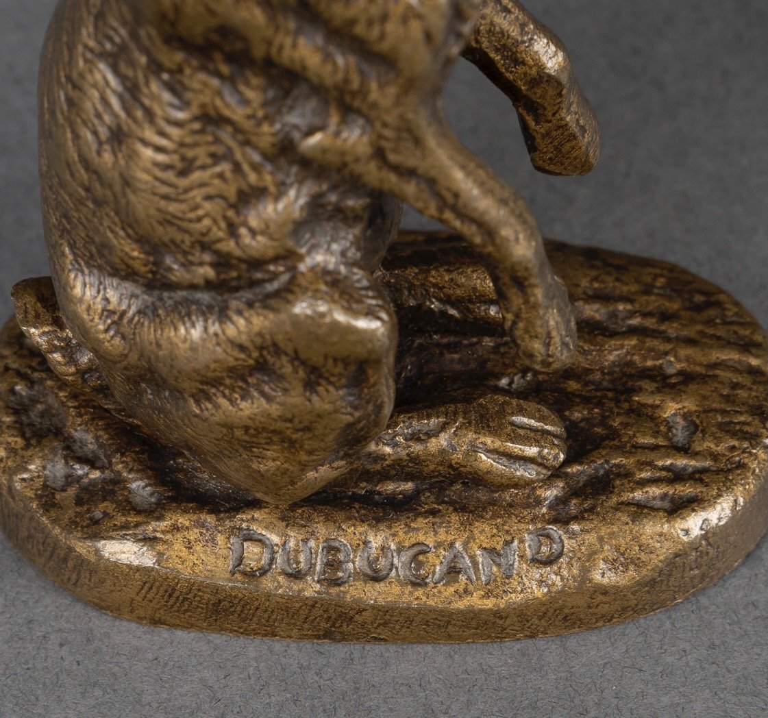 Sculpture - Hare At A Standstill , Alfred Dubucand (1828-1894) - Bronze-photo-4