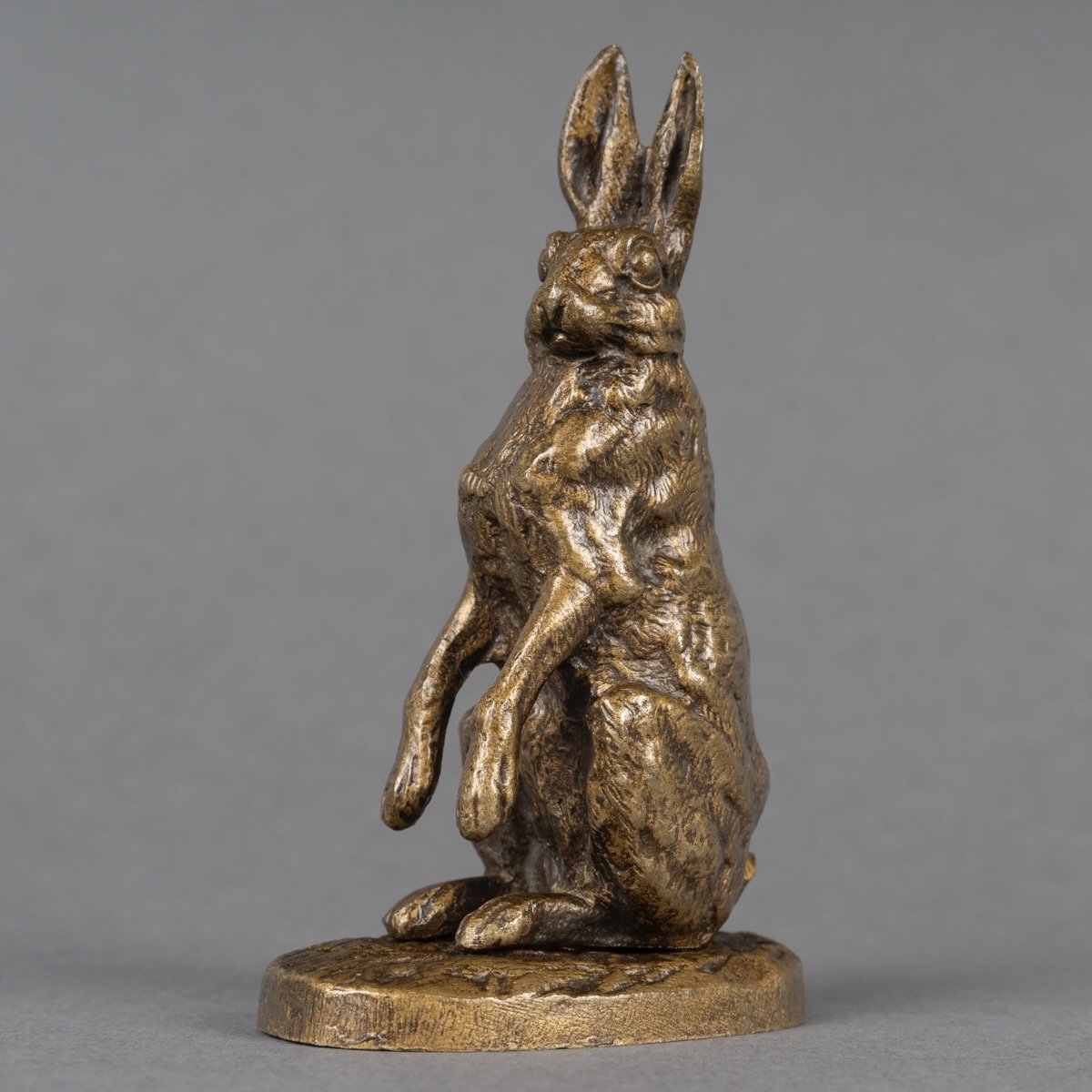 Sculpture - Hare At A Standstill , Alfred Dubucand (1828-1894) - Bronze