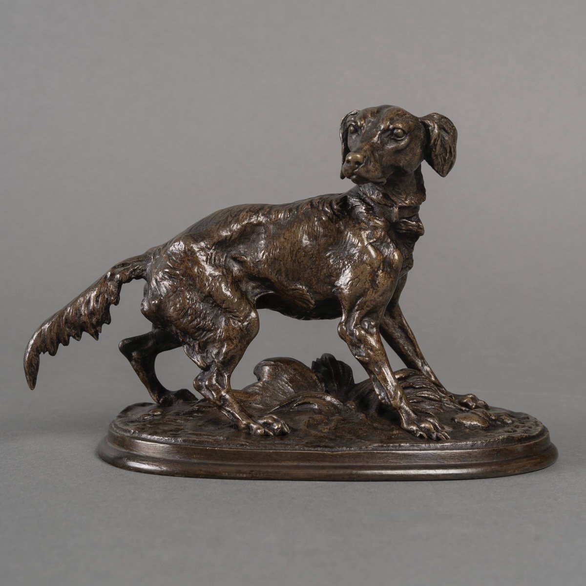 Sculpture  - Chienne Épagneul (Diane) , Pierre - Jules Mêne (1810-1879) - Bronze