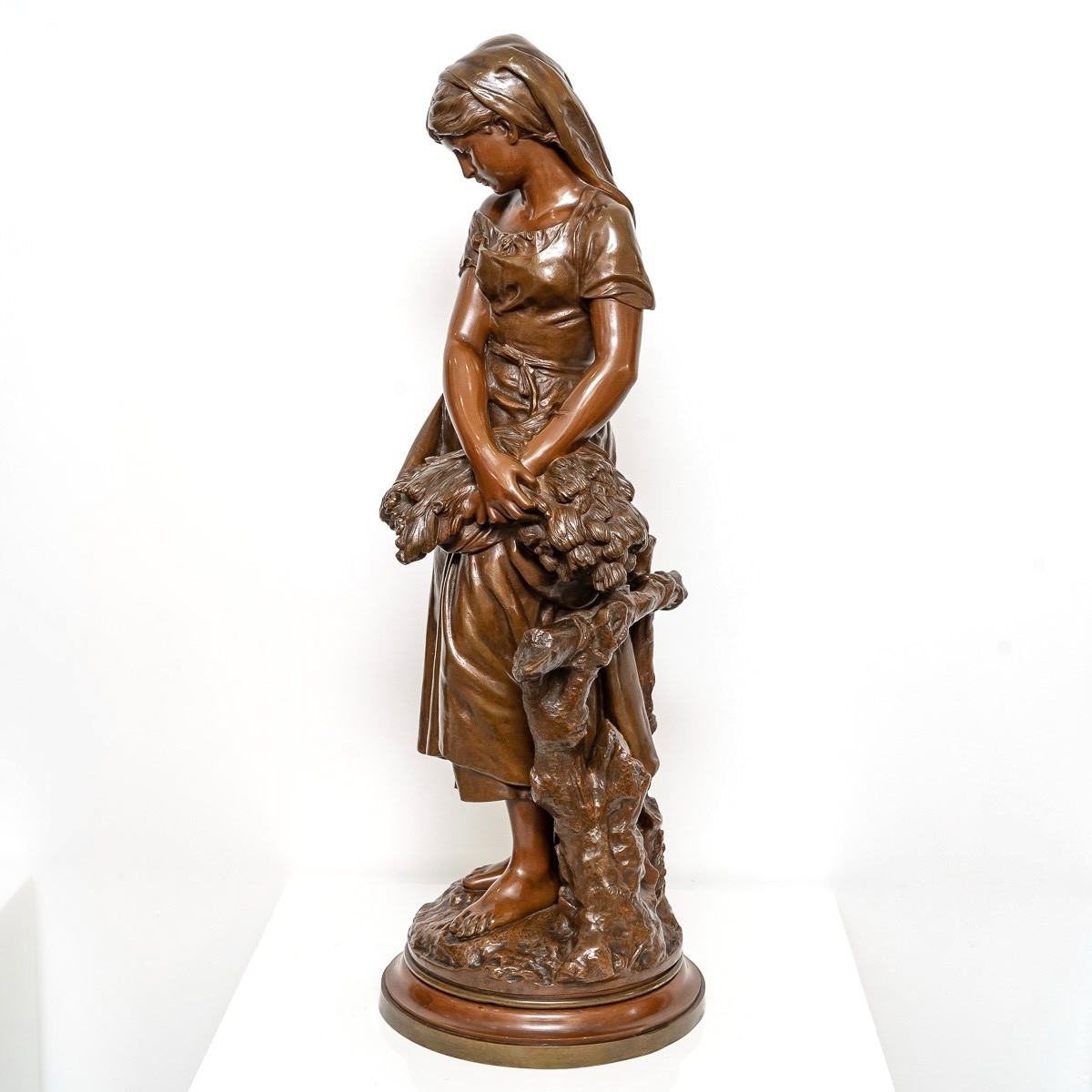 Sculpture - Jeune Fille à La Gerbe De Blé , Mathurin Moreau (1822-1912) - Bronze-photo-2