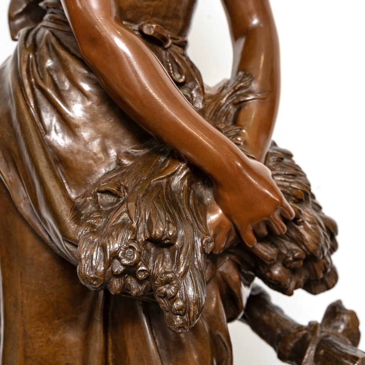 Sculpture - Jeune Fille à La Gerbe De Blé , Mathurin Moreau (1822-1912) - Bronze-photo-4