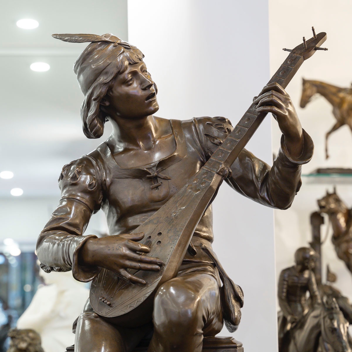 Sculpture - Oysel Le Troubadour ,  Émile Boisseau (1842-1923) - Bronze -photo-3
