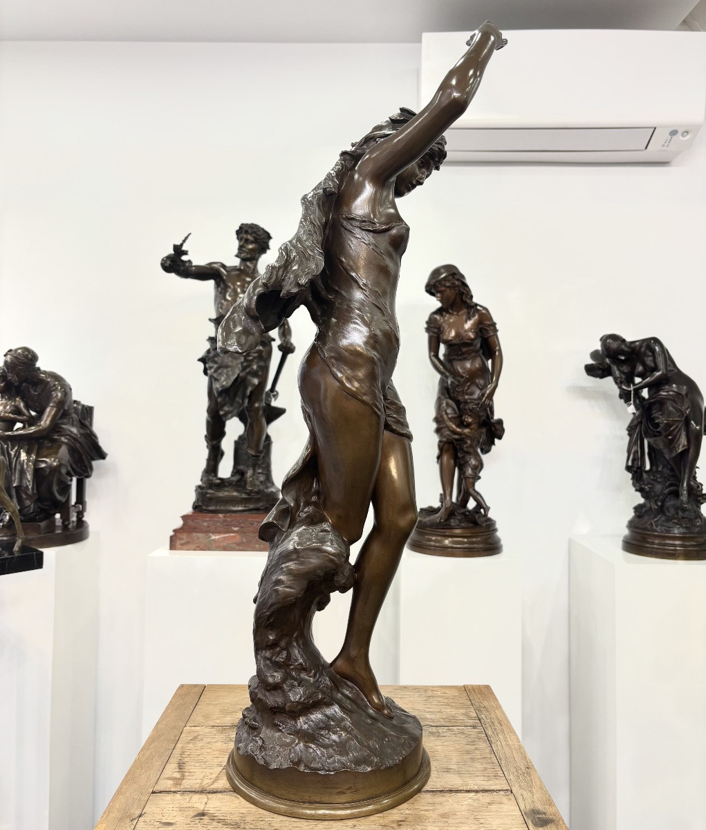 Sculpture - Élégante à La Lyre , Mathurin Moreau (1822-1912) - Bronze-photo-5