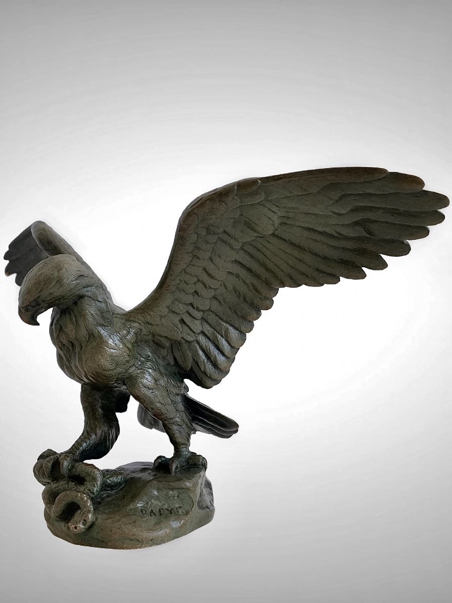 Bronze - Aigle Emportant Un Serpent Par Antoine-louis Barye (1795-1875)-photo-3