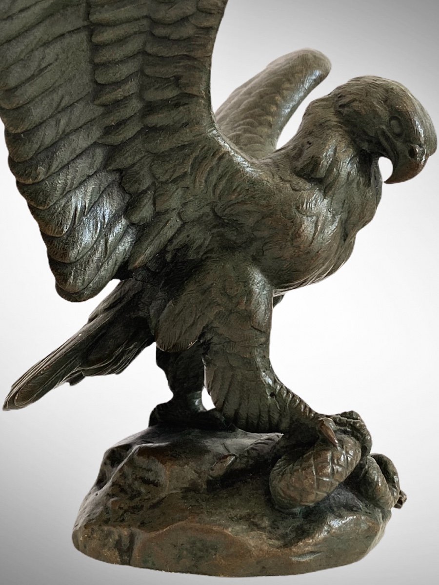 Bronze - Aigle Emportant Un Serpent Par Antoine-louis Barye (1795-1875)-photo-4