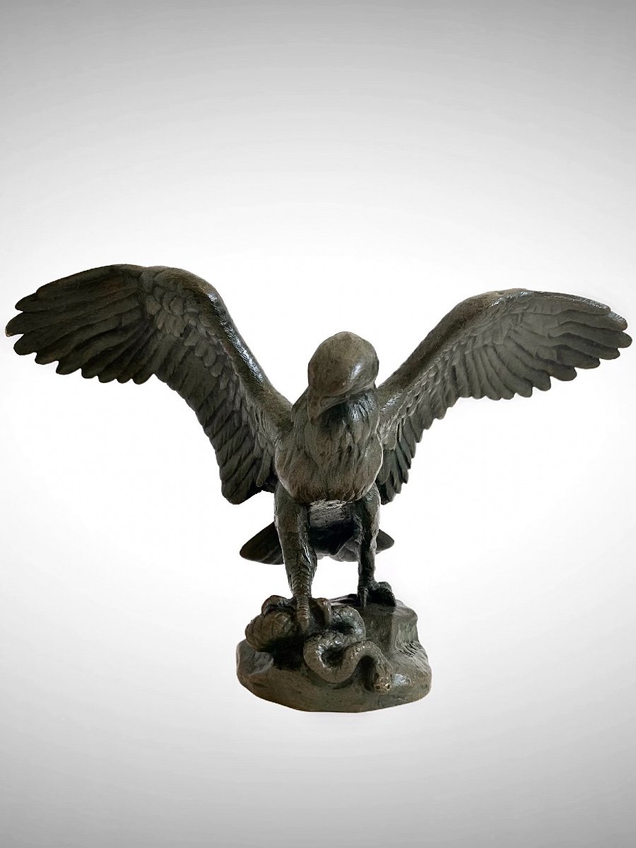 Bronze - Aigle Emportant Un Serpent Par Antoine-louis Barye (1795-1875)-photo-1