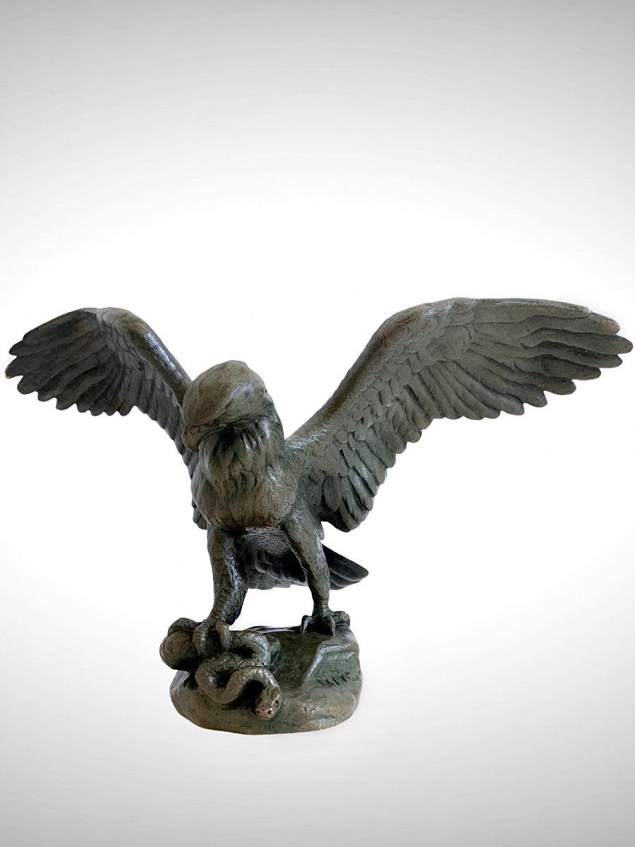 Bronze - Aigle Emportant Un Serpent Par Antoine-louis Barye (1795-1875)