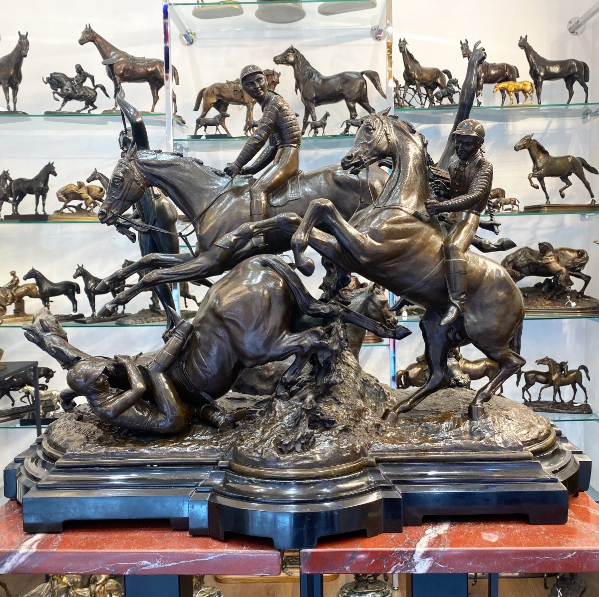 Bronze - Groupe De Jockeys By Pierre Lenordez (1815 - 1892), Graux-marly Editor