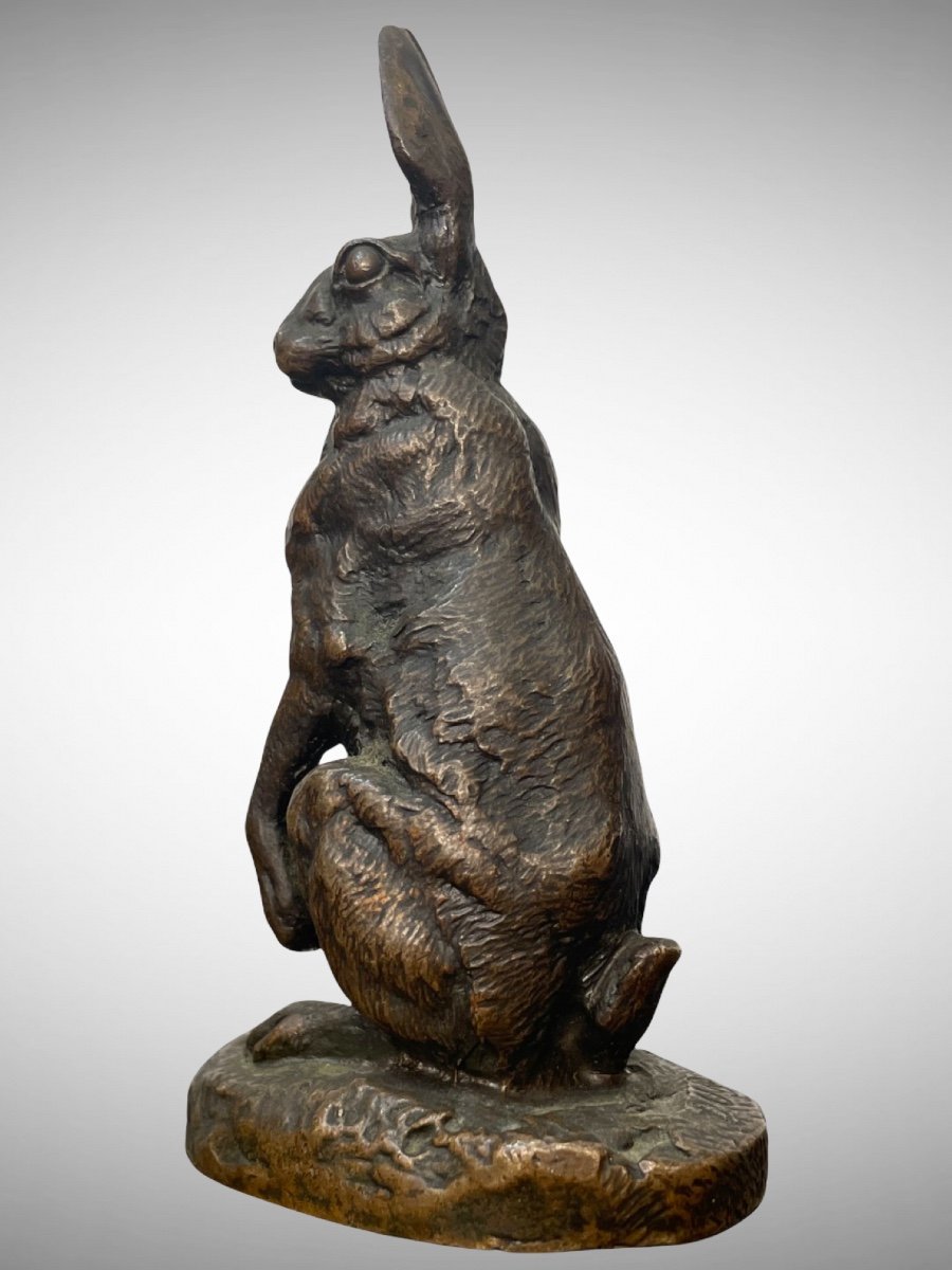 Sculpture - The Sitting Hare By Alfred Dubucand (1828-1894) - Bronze-photo-4