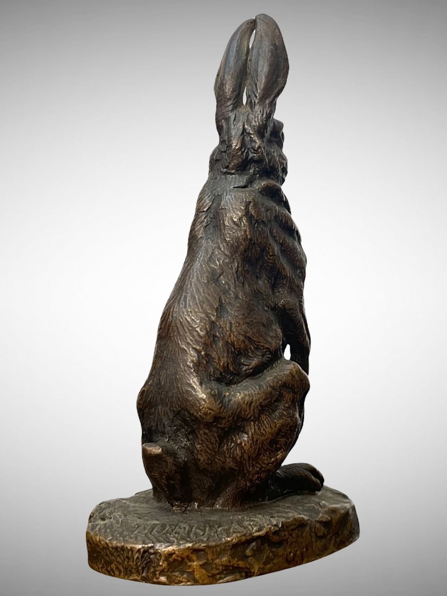 Sculpture - The Sitting Hare By Alfred Dubucand (1828-1894) - Bronze-photo-1