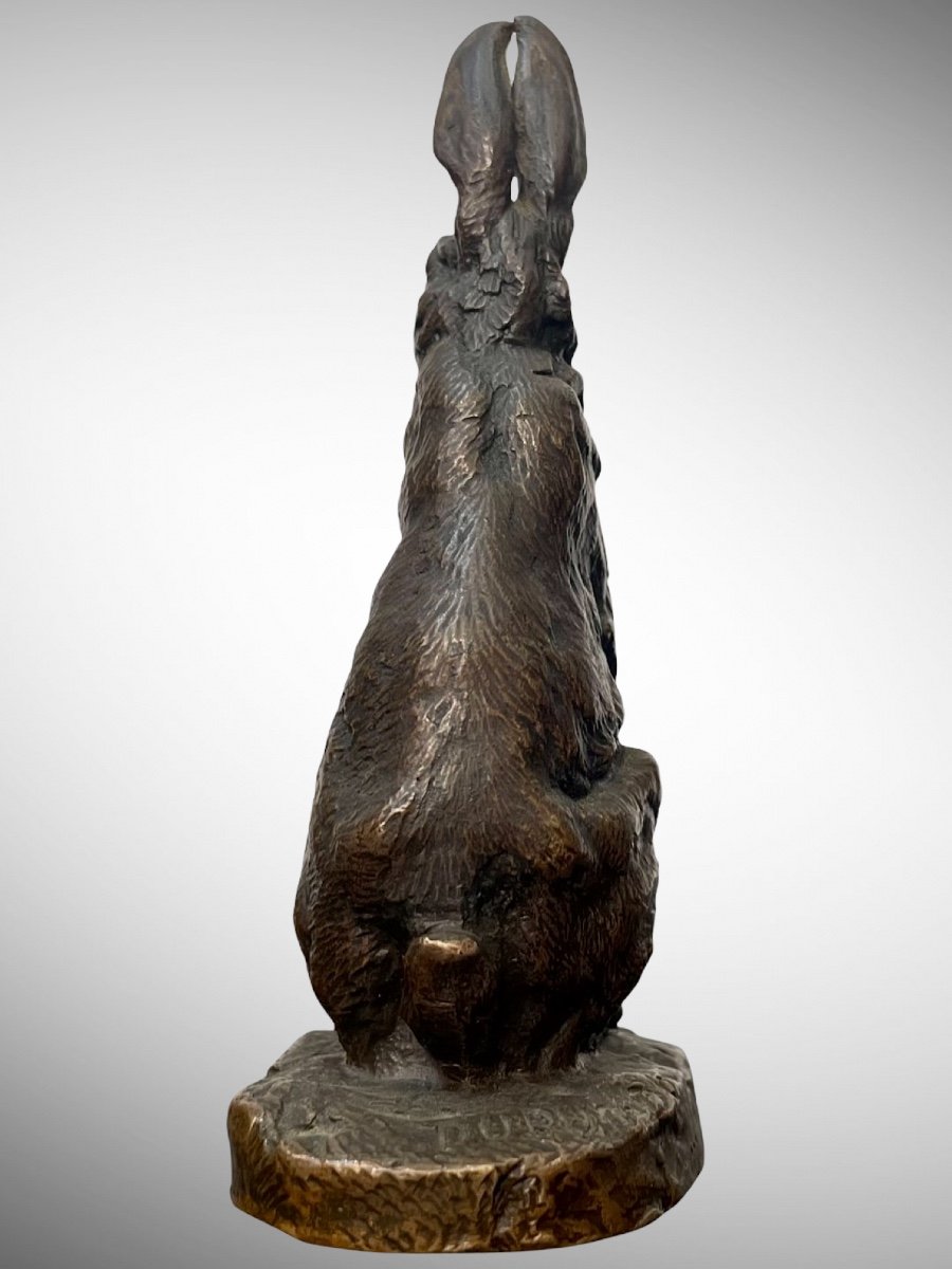 Sculpture - The Sitting Hare By Alfred Dubucand (1828-1894) - Bronze-photo-2