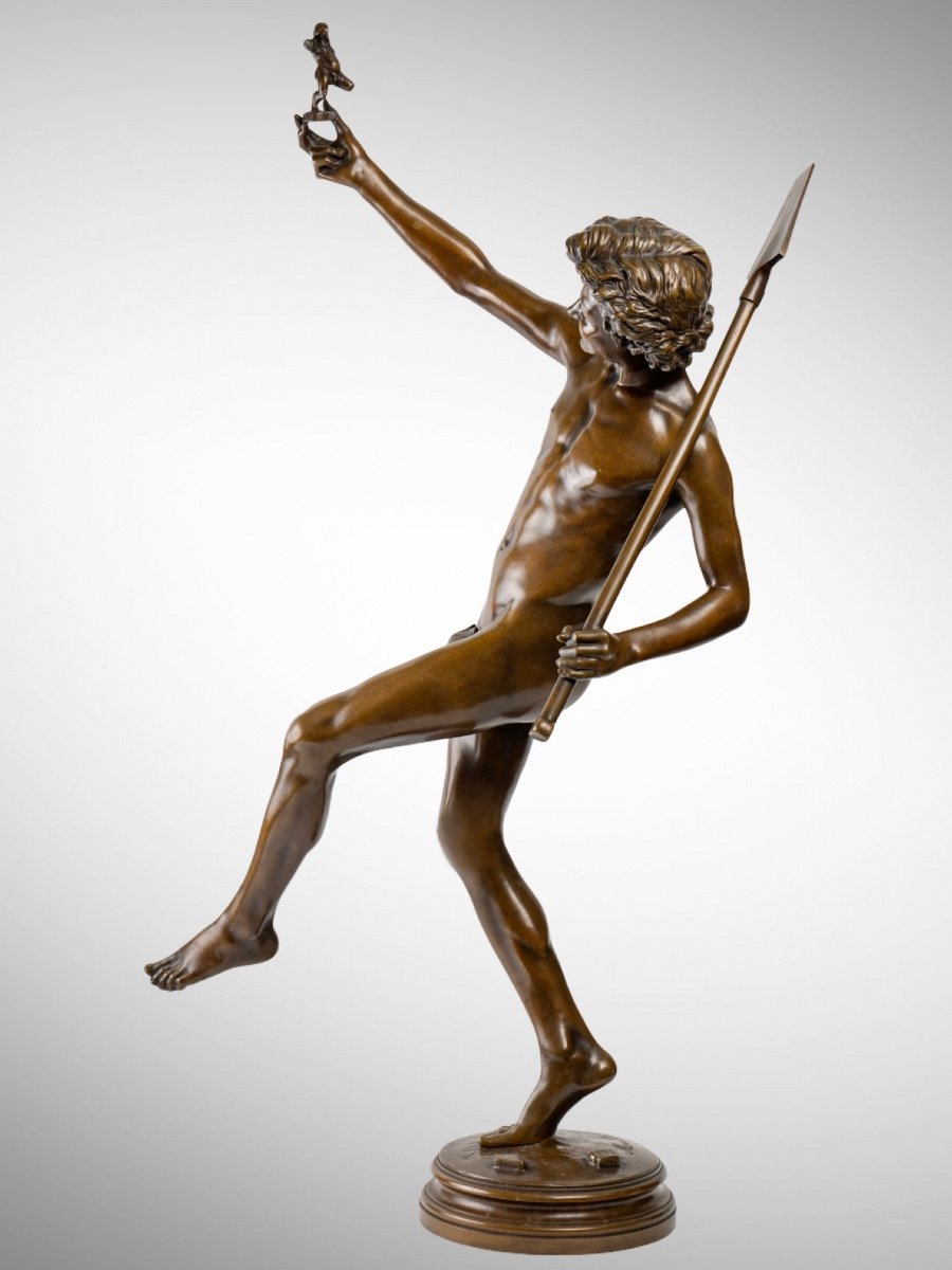Sculpture - Une Trouvaille à Pompéi Par Hippolyte Alexandre Moulins (1832-1884) - Bronze-photo-1