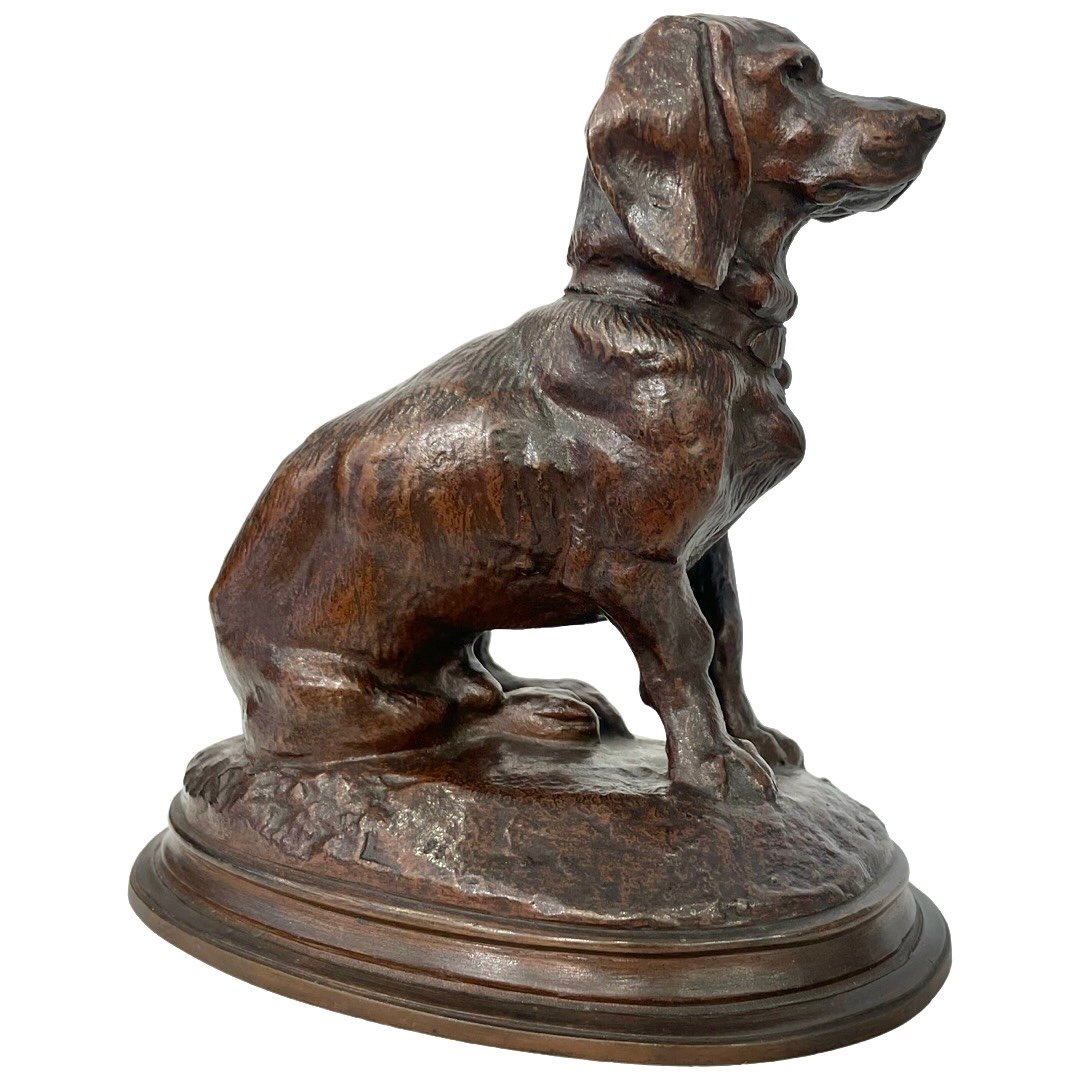 Sculpture - Chien Basset Par Emmanuel Frémiet (1824 - 1910) - Bronze XIX ème siècle-photo-2