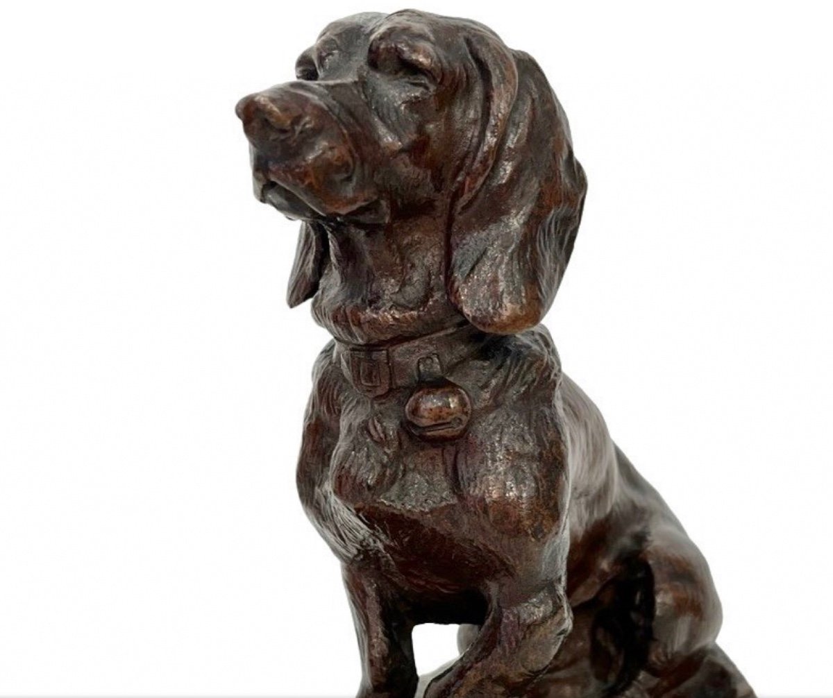 Sculpture - Chien Basset Par Emmanuel Frémiet (1824 - 1910) - Bronze XIX ème siècle-photo-1