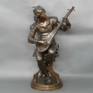 Sculpture - Oysel The Troubadour , Emile Boisseau (1842-1923) - Bronze