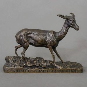 Sculpture - Gazelle , Pierre - Jules Mêne (1810-1879) - Bronze