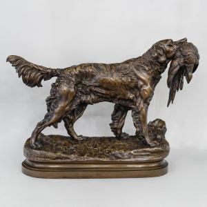 Sculpture - Chien Au Gibier , Jules Moigniez (1835-1894) - Bronze 