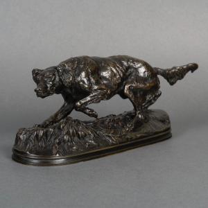 Sculpture - Chien Épagneul (Sultan) , Pierre – Jules Mêne (1810-1879) - Bronze