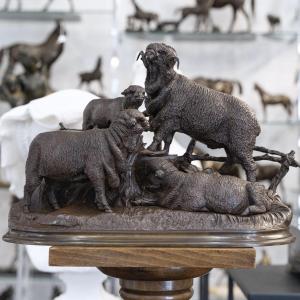 Sculpture - Famille De Mérinos , Jules Moigniez (1835 – 1894) - Bronze