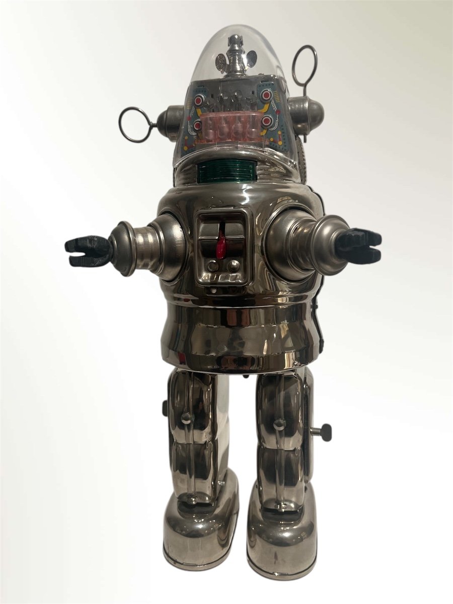 Mechanised Robot "robby" Edition Limitée" Nickel Plated "osaka Tin Toy Institute Japon-photo-3