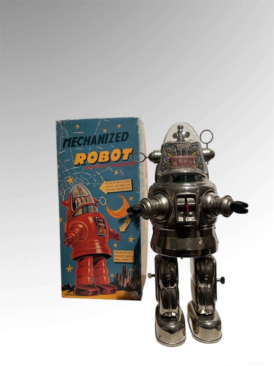 Mechanised Robot "robby" Edition Limitée" Nickel Plated "osaka Tin Toy Institute Japon-photo-2