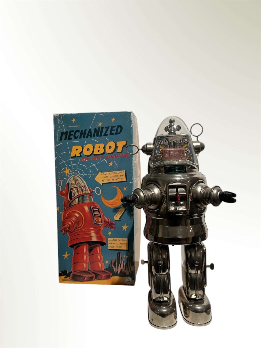 Mechanised Robot "robby" Edition Limitée" Nickel Plated "osaka Tin Toy Institute Japon