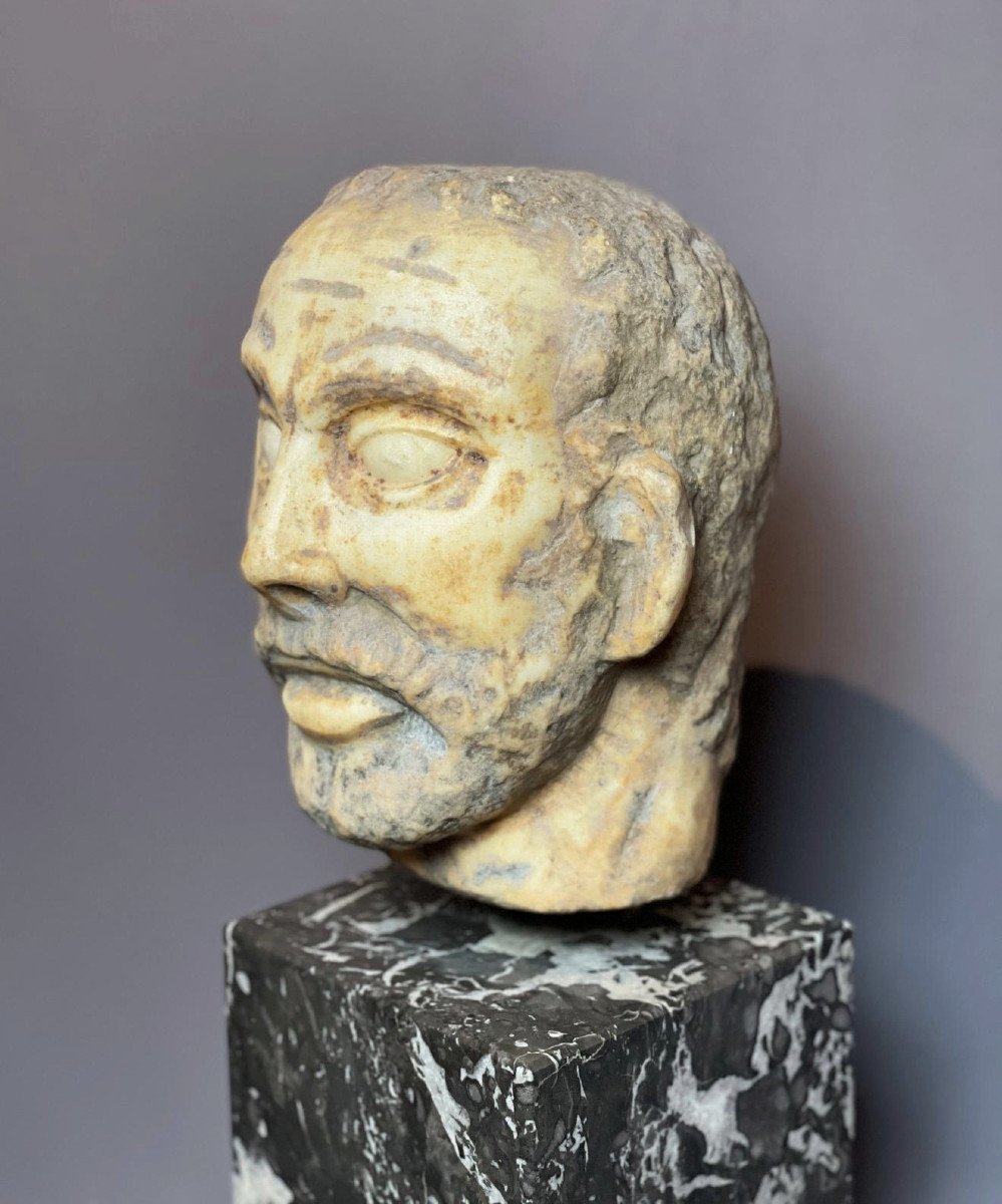 Italy  Man's Marble Head 19th Century-photo-3