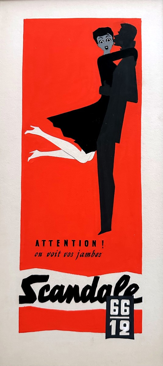 "jean Jacquelin, Original Gouache Model For The Bas Scandale"