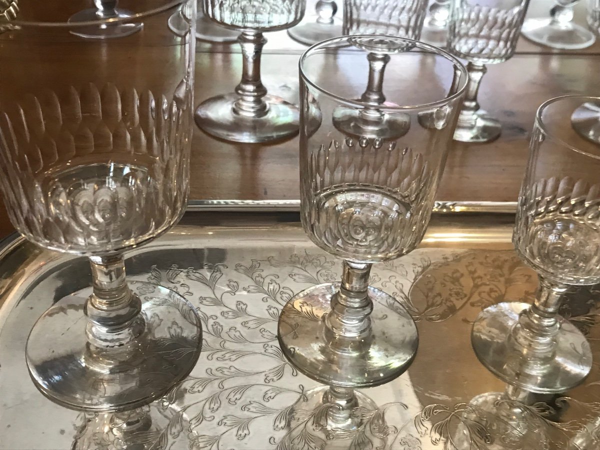 Proantic: Set di 12 coppe da champagne in cristallo antico Baccarat Mo