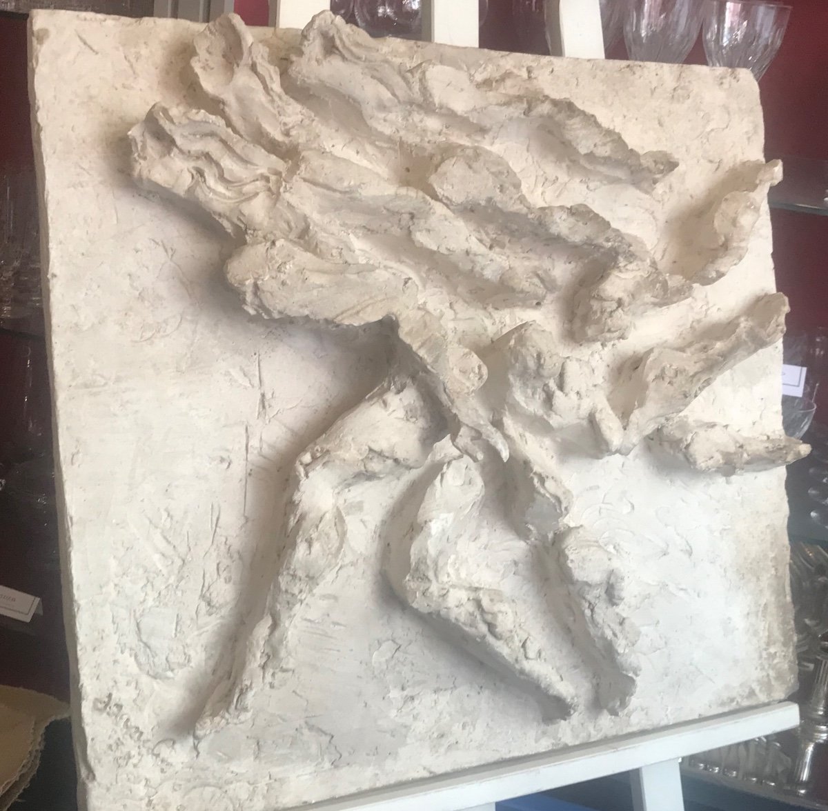 Jeanclos (1933-1997) Original Plaster, Bas Relief, Dated  Signed