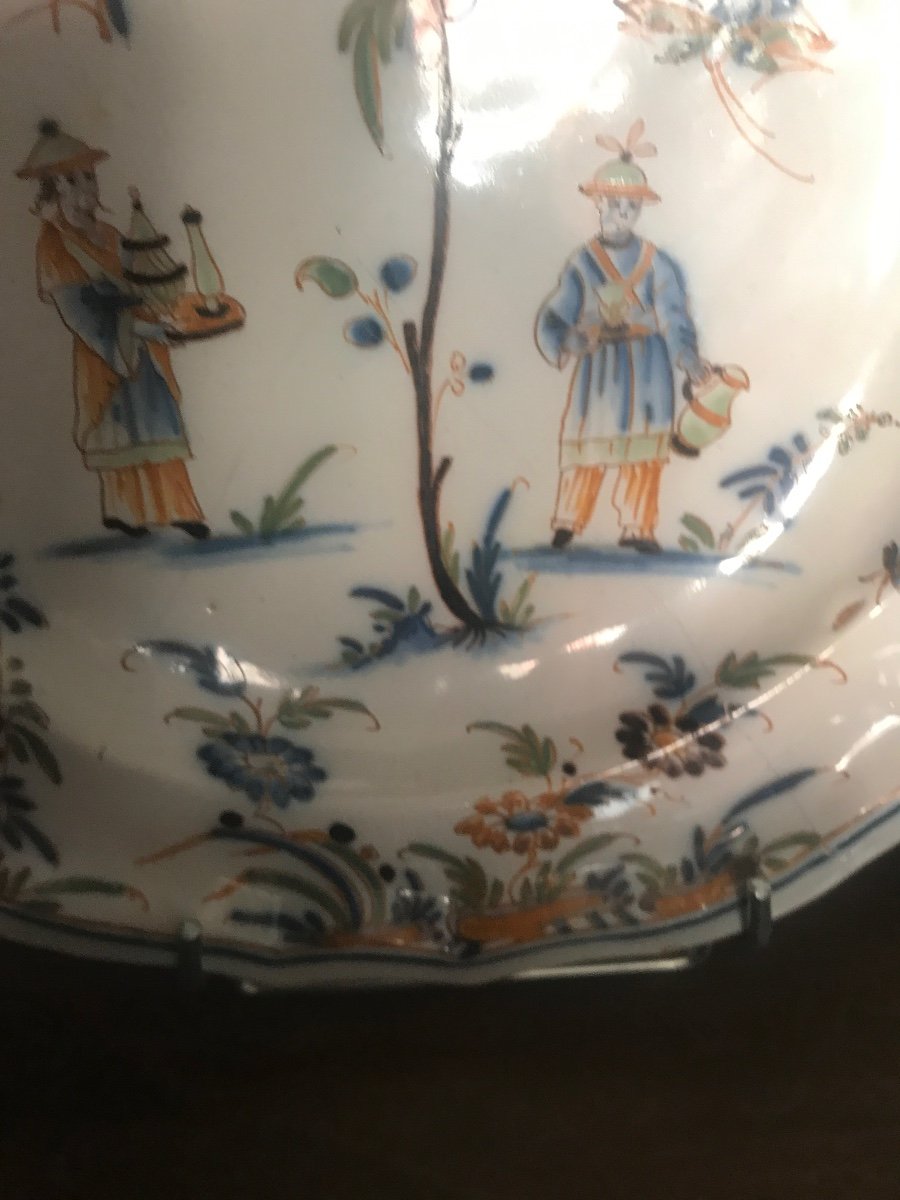 18th Century Earthenware From Moulins? Accidents But Old Repair, Subject To Chinese Very Rare -photo-3