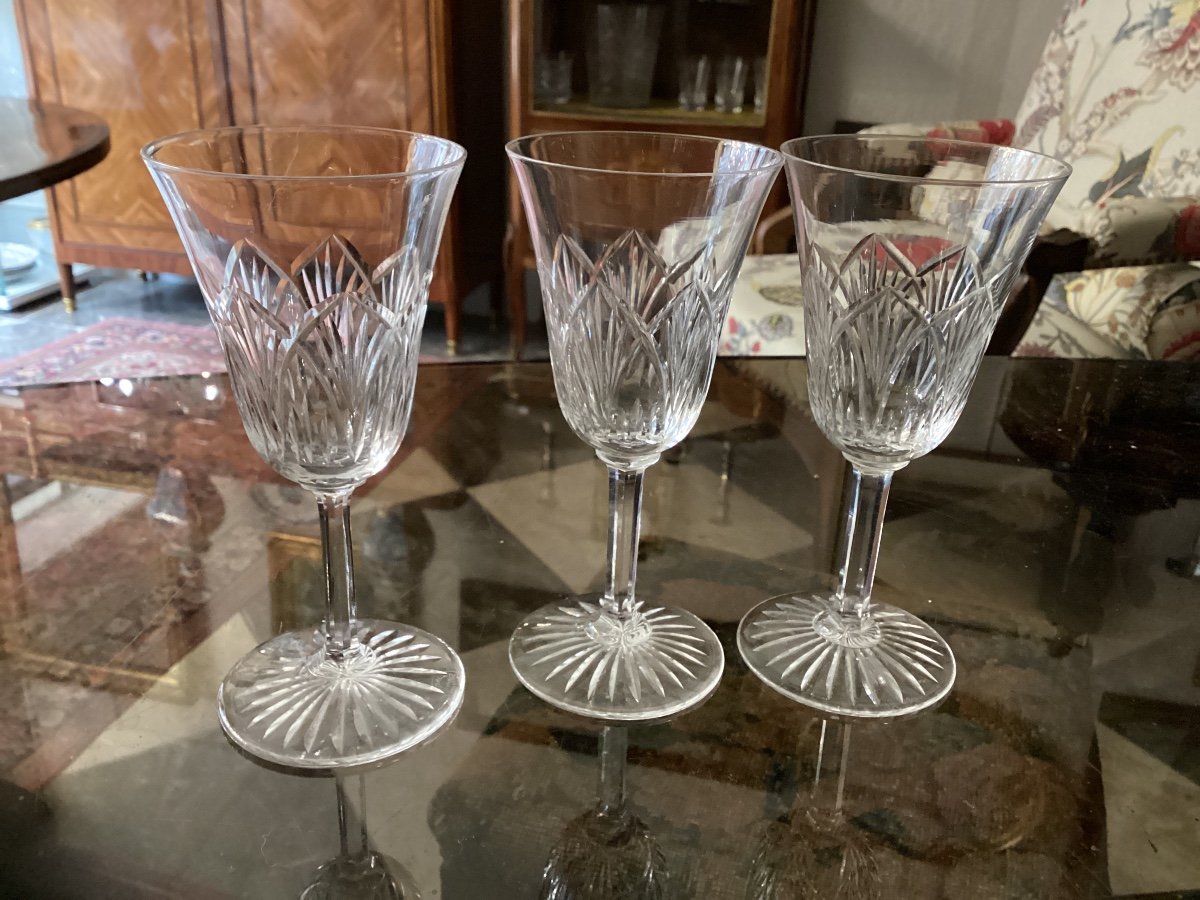 Saint Louis Suite Of 10 White Wine Or Porto Glasses All Signed 