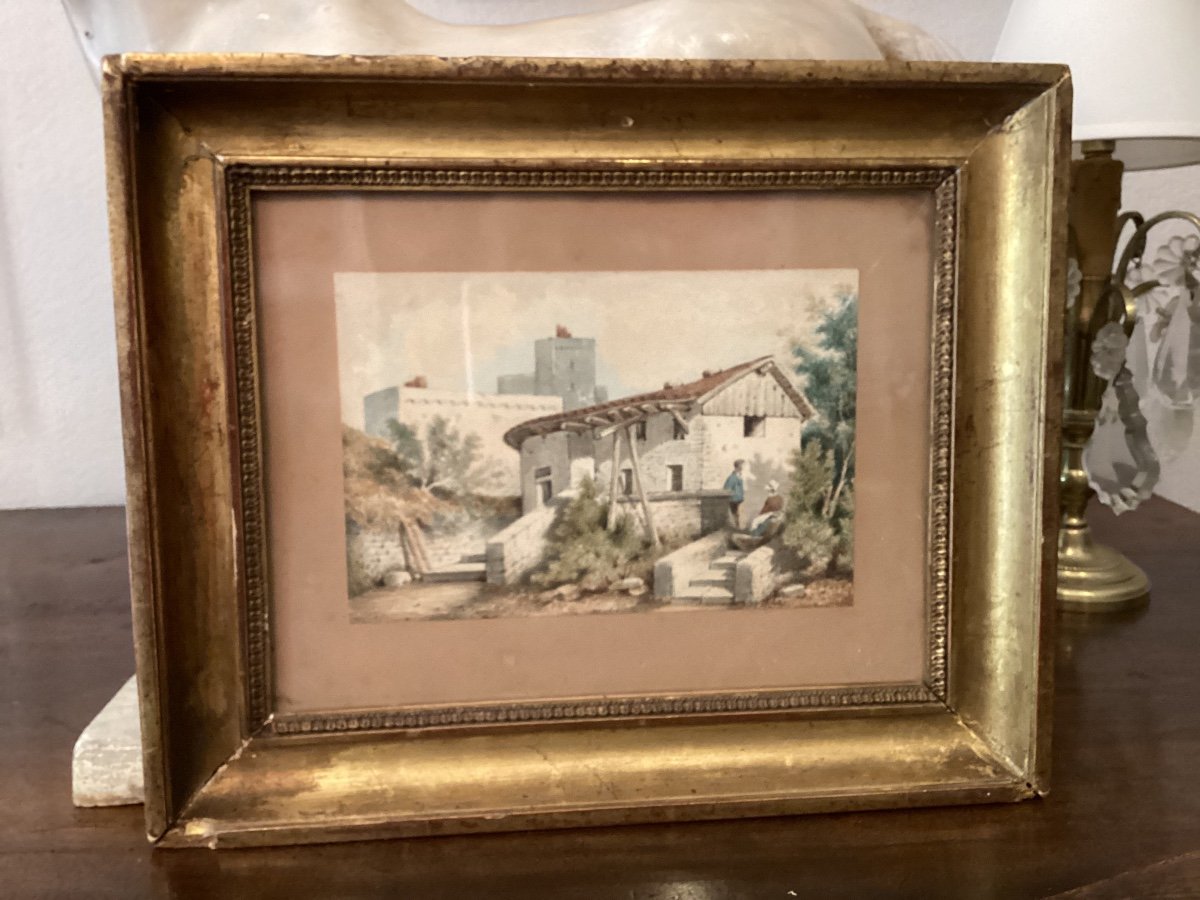 Signed Watercolor (illegible Signature) Italian Landscape? 19th Century-photo-2