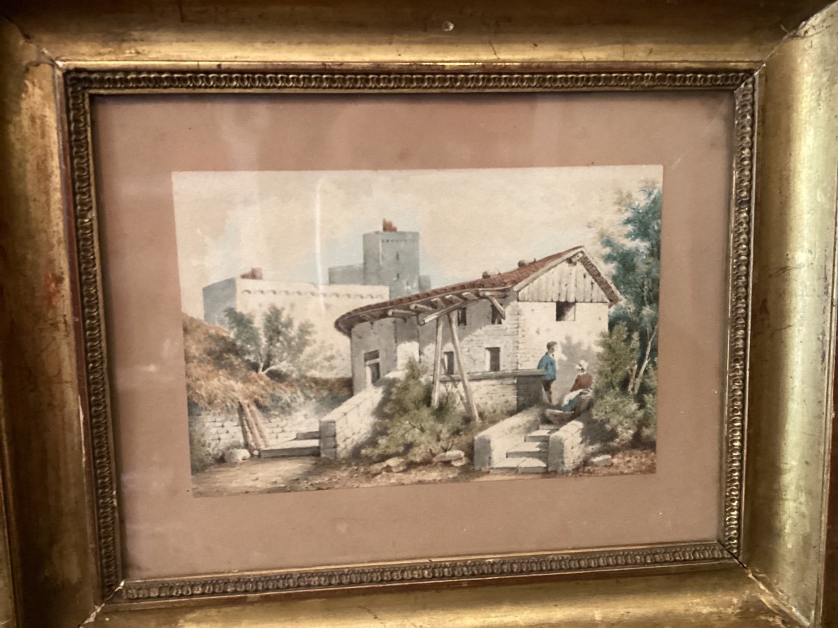 Signed Watercolor (illegible Signature) Italian Landscape? 19th Century-photo-3