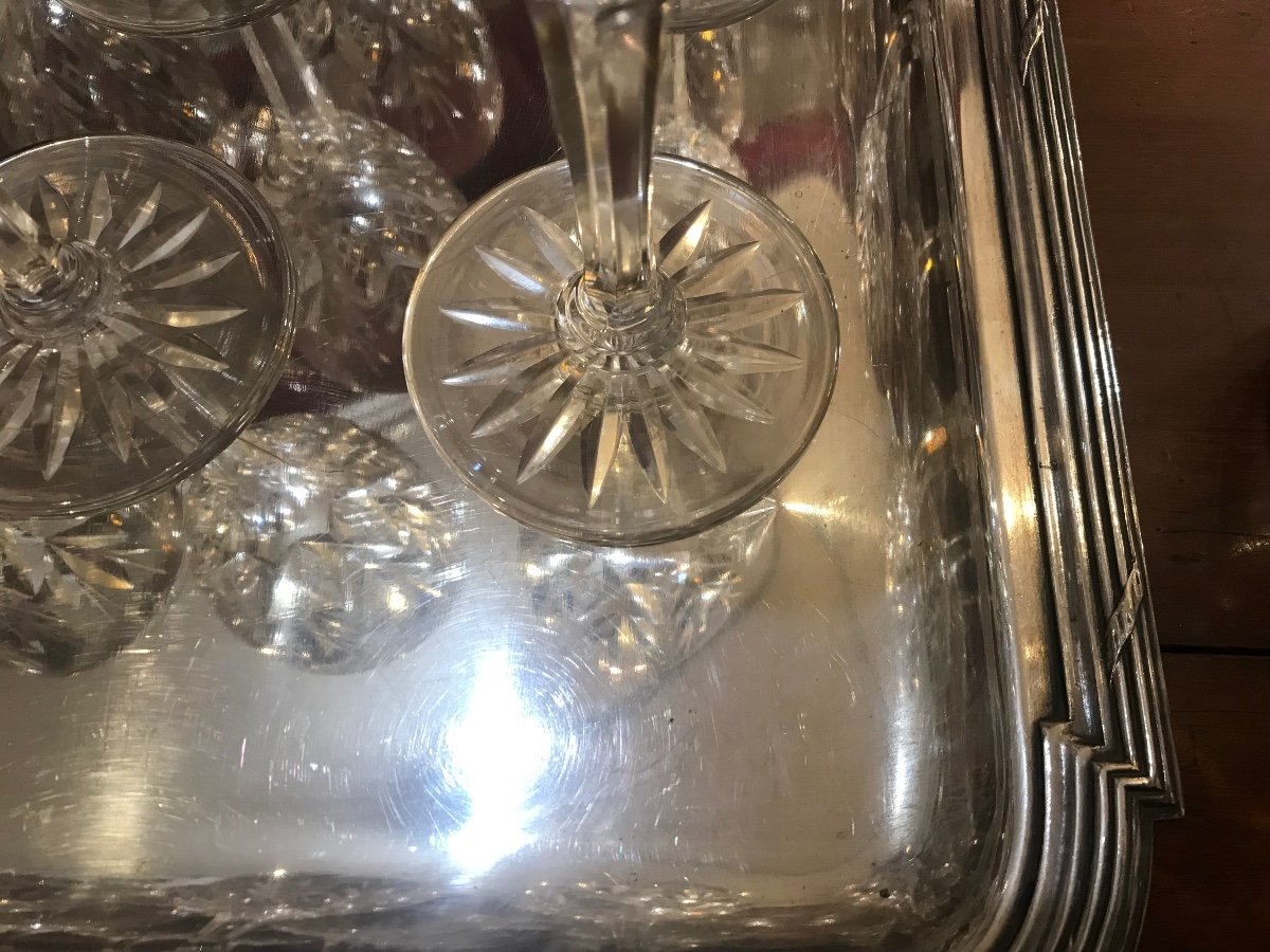 Suite De 12 Grands Verres à Eau En Cristal De Saint Louis Non Signée-photo-4