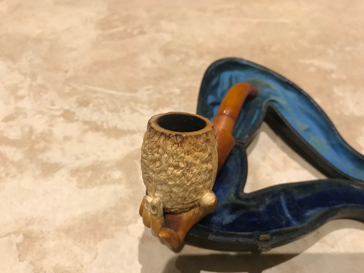 Meerschaum And Amber Pipe In Original Case-photo-2