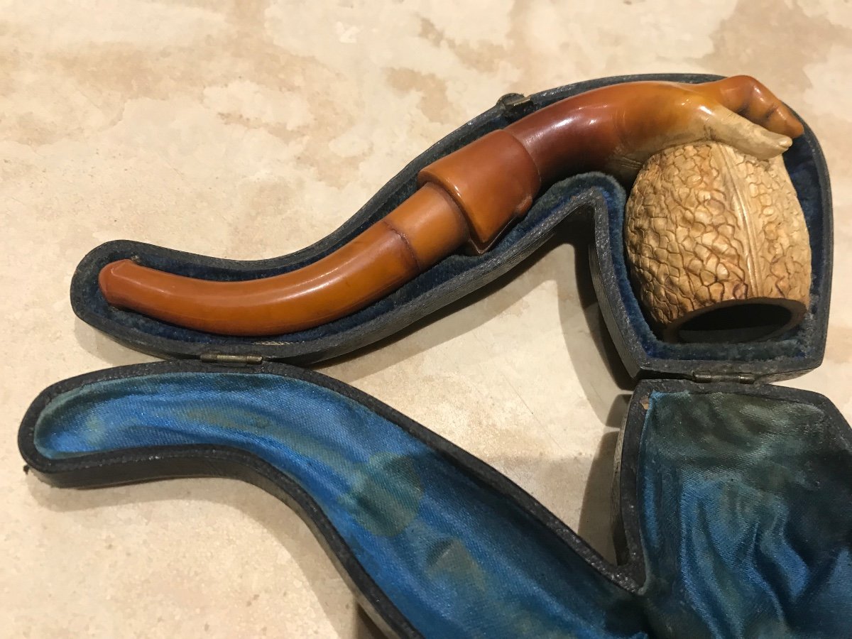 Meerschaum And Amber Pipe In Original Case-photo-7