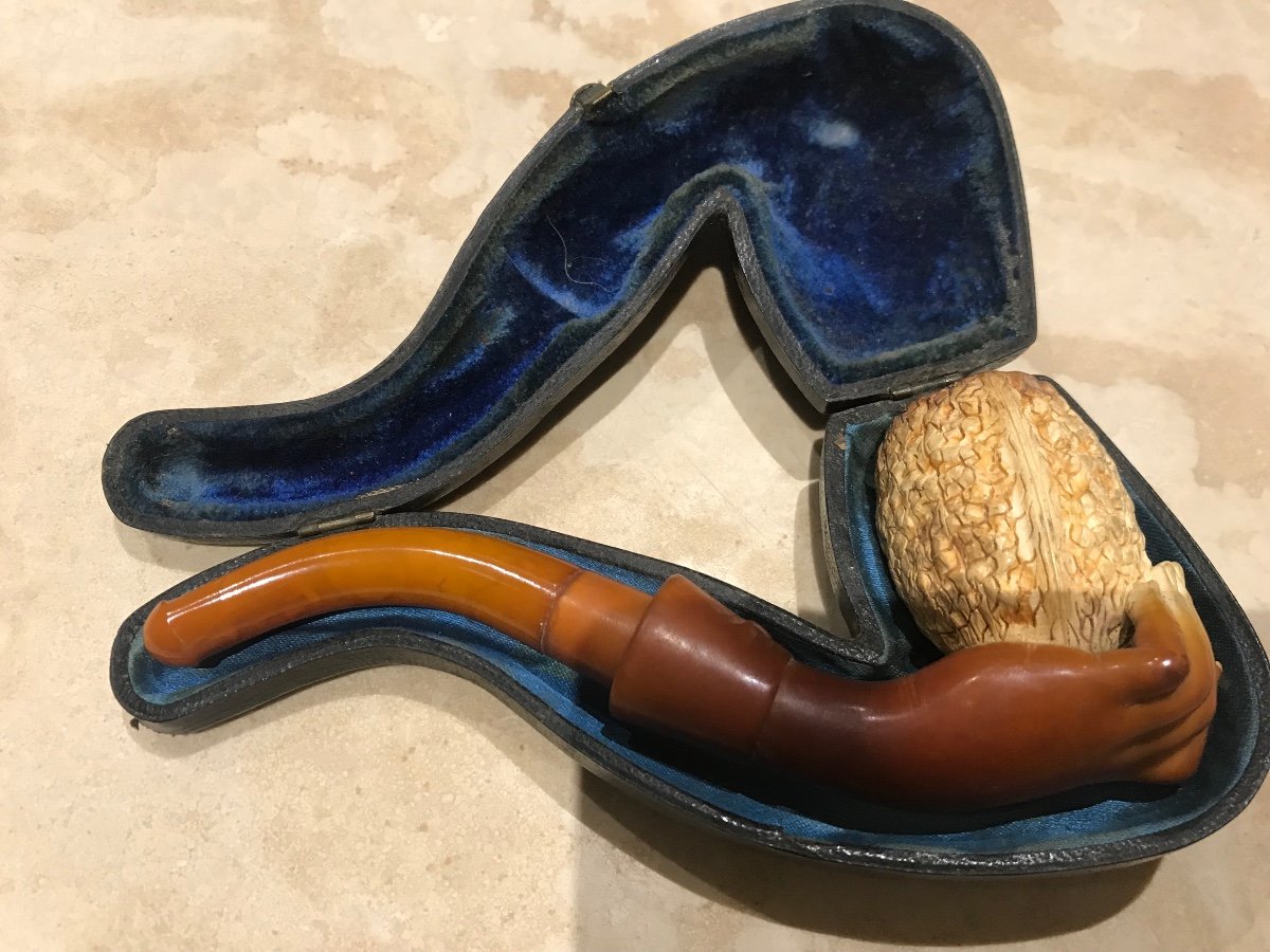 Meerschaum And Amber Pipe In Original Case-photo-8