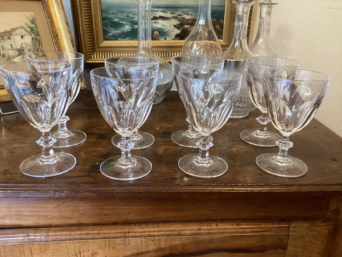 Set Of 8 Crystal Glasses Similar To Harcourt Glasses But With A Slight Difference -photo-2