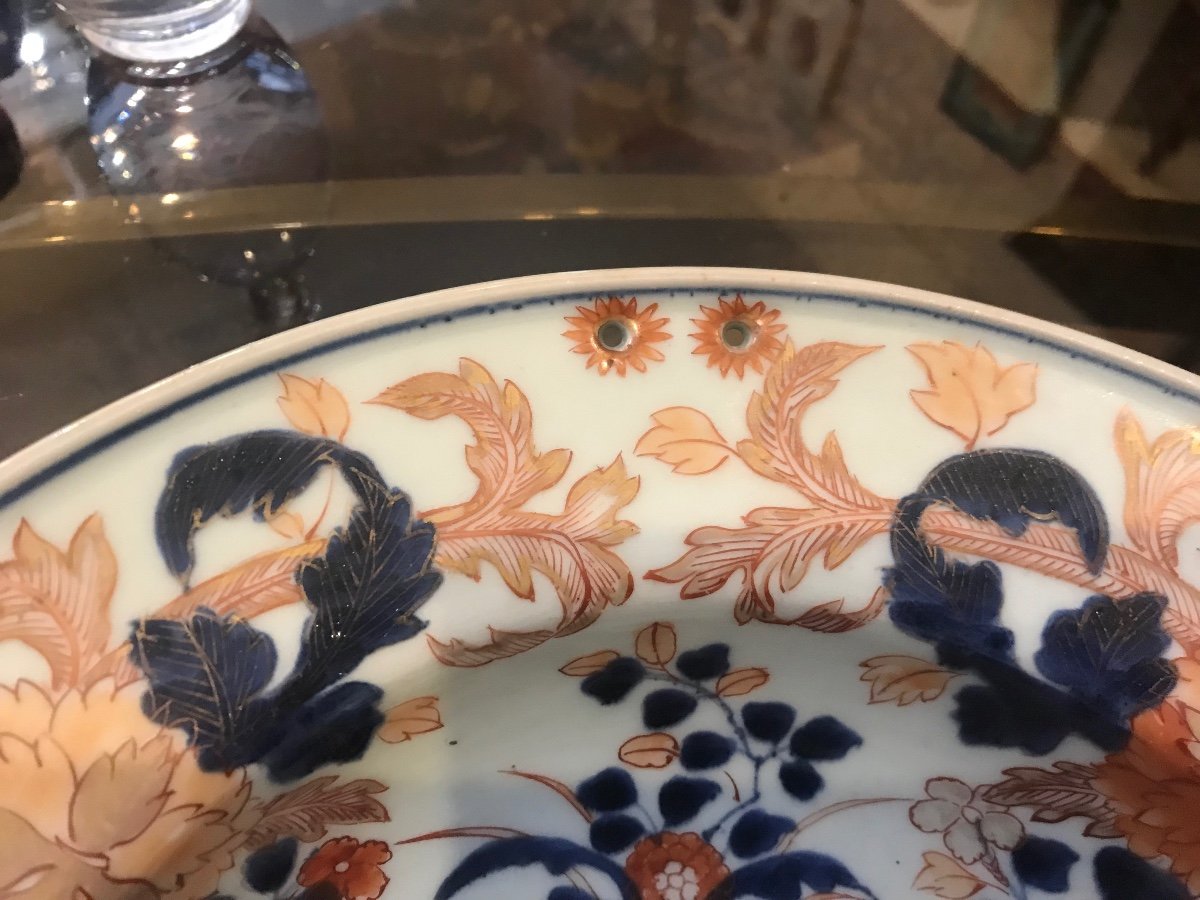  Plat de barbier en porcelaine d’époque XVIIIème, décor Imari, période Edo (1603-1688)-photo-6