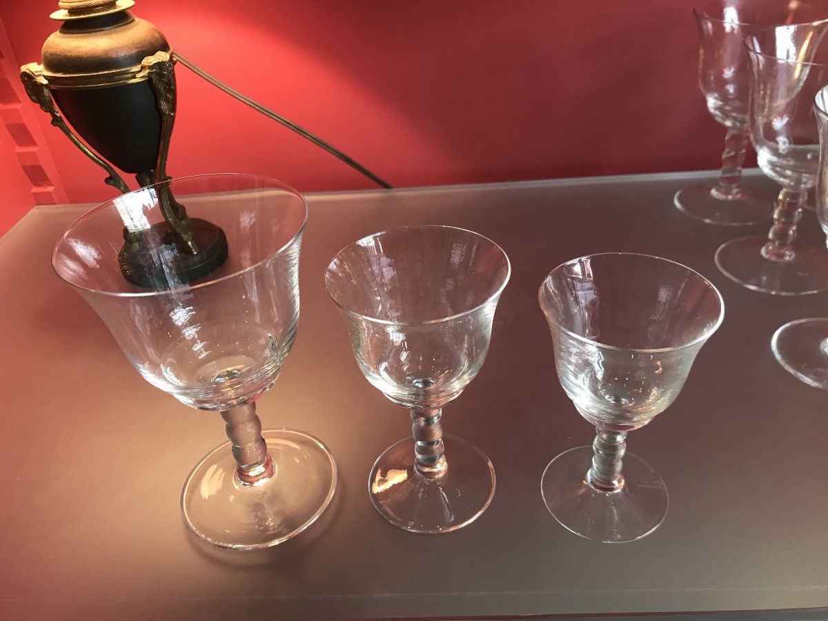 Daum: service de verre en cristal, de 39 pièces, certaines signées.-photo-3