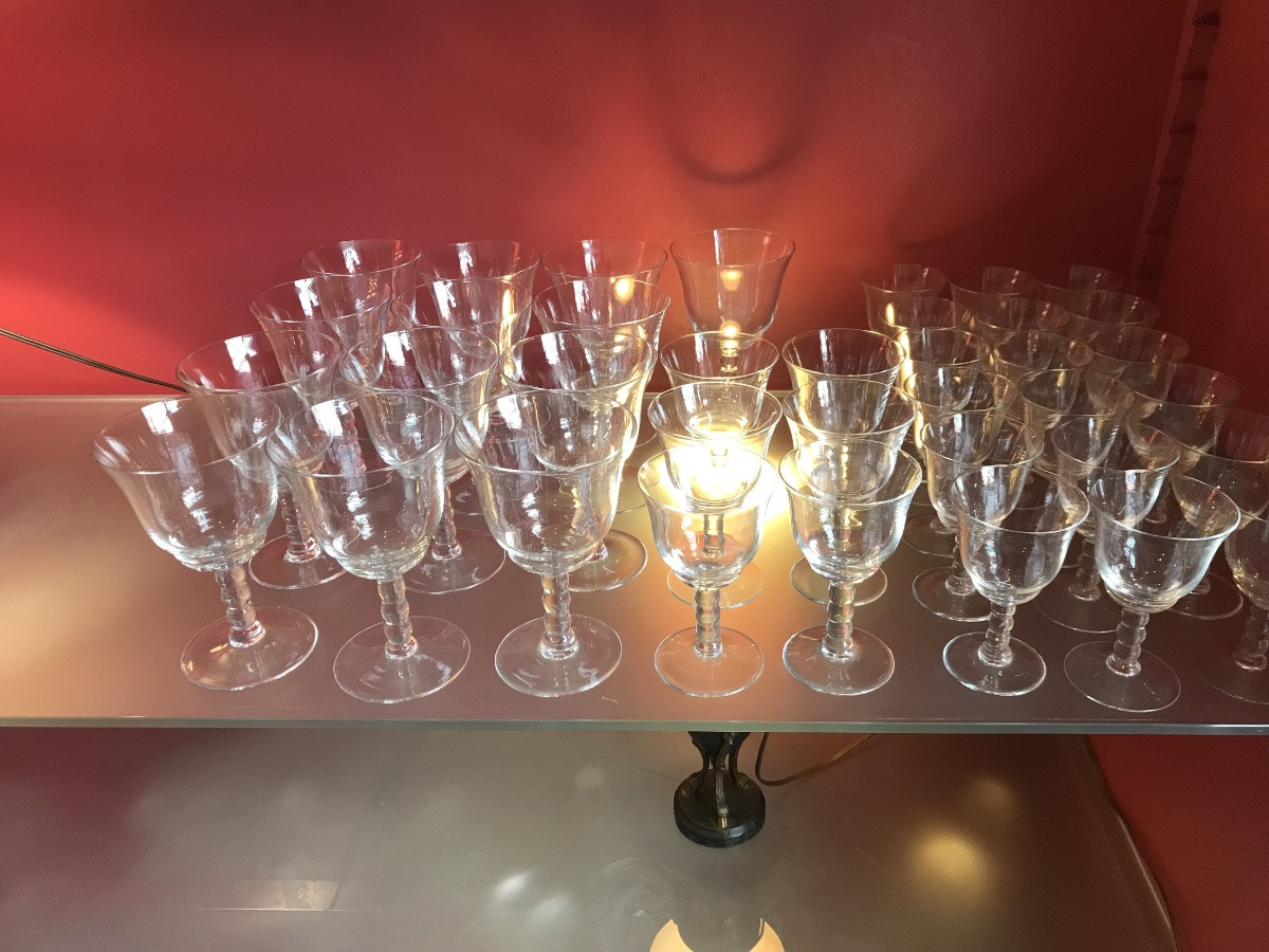 Daum: service de verre en cristal, de 39 pièces, certaines signées.-photo-4