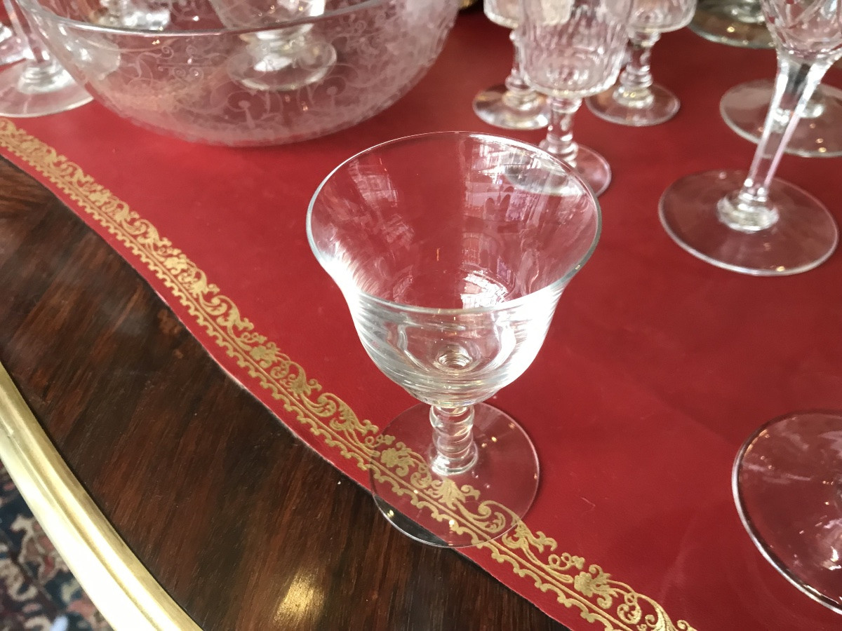 Daum: Crystal Glass Service, 39 Pieces, Some Signed.-photo-7