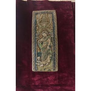 Orfroi Saint Marc And The Lion Rectangular Panel Bordered Late XVI Eme