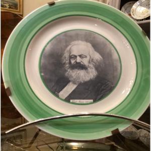 Very Rare Limoges Plate With The Effigy Of Karl Max 1818-1883 Object Of Curiosity