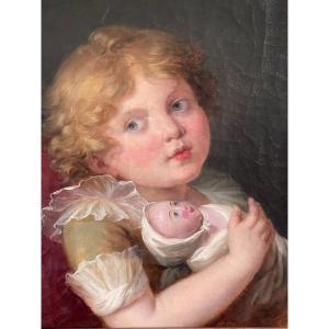 Portrait Of A Little Girl With Her Doll, Circa 1800