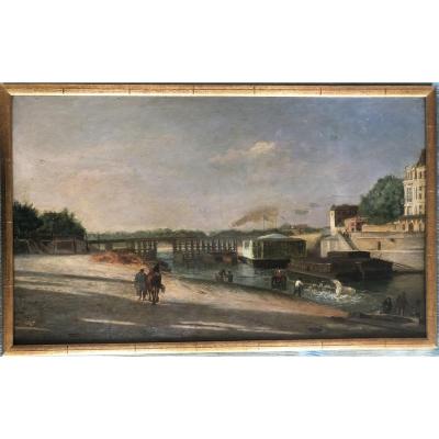 Alphonse Trimolet, Chevaux Aux Bains Dans La Seine à Paris