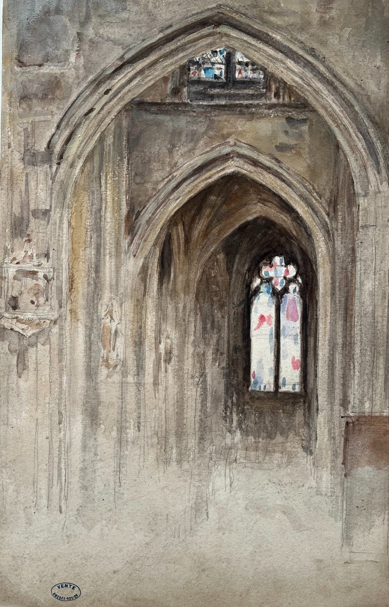 Amédée Rosier (1831 - 1898) View Of The Saint Maclou Church In Rouen